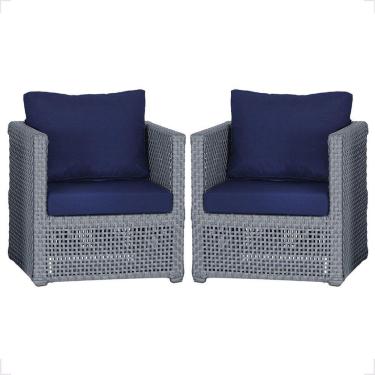 Imagem de 2 Poltronas Madri Alumínio Corda Náutica Estofado 10 Trama Prata