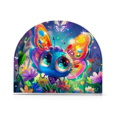 Imagem de Porta-guardanapos de coquetel de acrílico borboleta de flor fofa, porta-guardanapos para guardanapos de papel, dispensador de guardanapos de cozinha para guardanapos de coquetel de papel de jantar