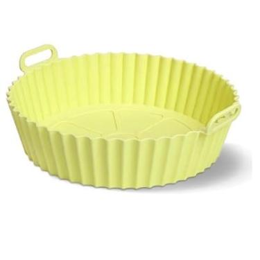Imagem de Forma Assadeira Para Fritadeira Air Fryer Silicone Flexível Lavável Redonda 21cm(2,AMARELO)