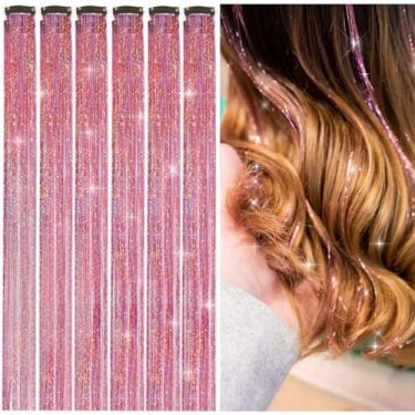 Imagem de Grampos de cabelo de fada - 1 peça de enfeite de cabelo colorido sonhador para mulheres, festa de Natal e Ano Novo (rosa)