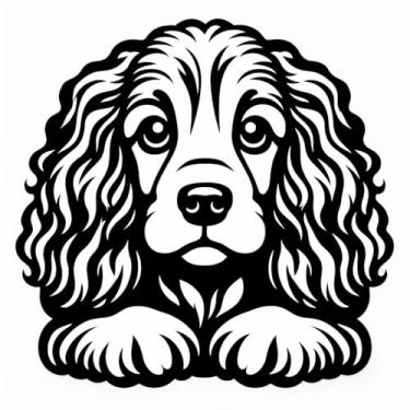 Imagem de Arte Decorativa Pet 3D para Parede, Dog Friendly, Cão, Quadro Cachorro, Shih Tzu, Labrador Retriever, Poodle, Pit Bull e Vira-Lata e Muito Mais, Preto, 23x23cm, Plástico Ecológico, Fita 3M, Confira Modelos (Cocker Spaniel)