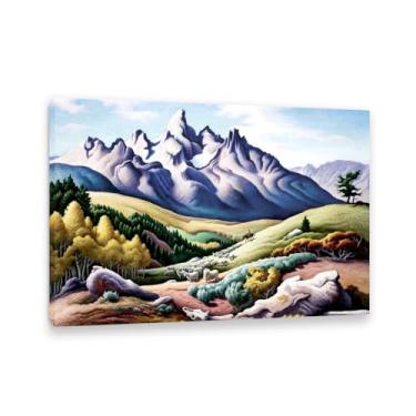 Imagem de Thomas Hart Benton Paintings Wall Art The Sheepherder Reproduções de arte clássica Thomas Hart Benton Pôster em tela para sala de estar decoração de parede de casa 100 x 70 cm (83.8x71.1 cm) moldura