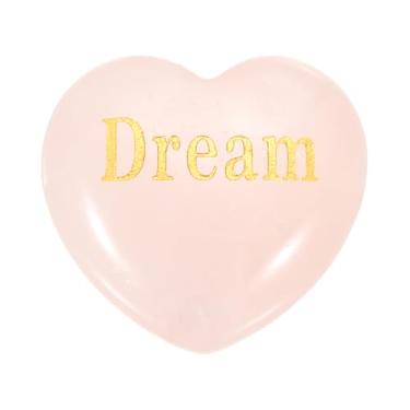 Imagem de Pedra de cristal natural em forma de coração, pedra de preocupação de amor de 3 cm com palavras inspiradoras, cristais de ansiedade de rocha de bolso para mulheres, presentes de estresse, meditação