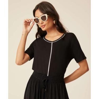 Imagem de Blusa Feminina Viés Manga Curta Marisa-32234, Preto, P