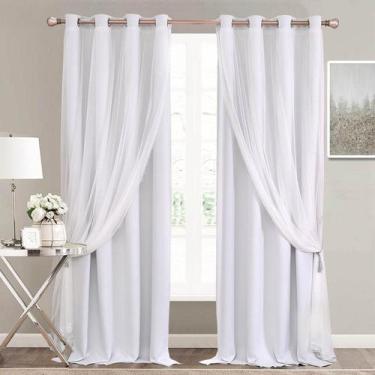 Imagem de Cortinas SOFJAGETQ de dupla camada Blackout Sheer 132x274cm