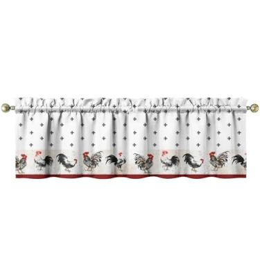 Imagem de Tapesb Saia de cozinha de galinha engraçada pequena cortina de janela sobre a pia essencial para decoração de cozinha, quarto, lavanderia, 45 x 137 cm