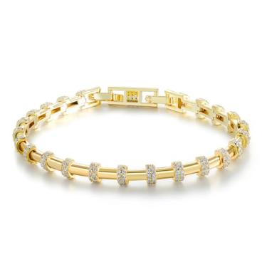 Imagem de TRENDOLLA Pulseira feminina banhada a ouro 14K de 3/5 mm, não mancha, estilo italiano