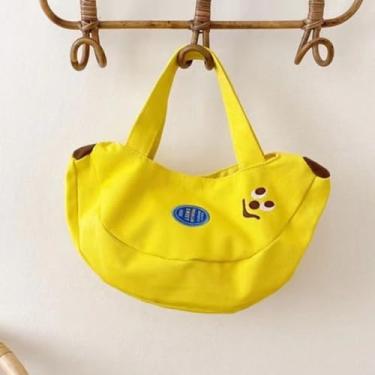 Imagem de Linda bolsa banana com desenho animado bordado, bolsa prática para trabalhadores de escritório