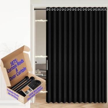 Imagem de AJAZZ Cortinas de porta 100% blackout para portas, portas sanfonadas para entrada, cortina magnética para quarto, sala de estar, conjunto de cortina de entrada incluído, 1 pacote, L 199 x C 203 cm