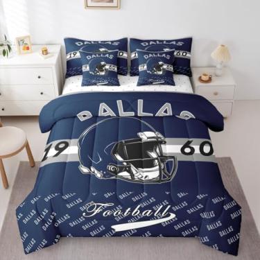 Imagem de Feelyou Jogo de edredom completo de futebol americano com 7 peças, decoração de quarto de jogos esportivos, microfibra leve e macia