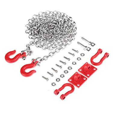 Imagem de Cryfokt Conjunto de Corrente de Reboque de Gancho de Reboque de Resgate Portátil Em Forma de U para Carros de Esteira RC Axial Scx10 D90, 39,4", Metal, Atualização Atraente, 8 Peças para
