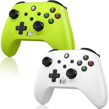 Imagem de Nonbliep 2 Pack for Xbox Controller Series X|S, Xbox One X|S, PC, Wireless Controller with 2.4GHz Adapter/Macro/Turbo/3.5mm Audio Jack/Dual Vibration Green+White Need to Upgrade