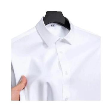 Imagem de Camisa Social Masculina Branca De Manga Longa Slim Fit Não Amassa Resi