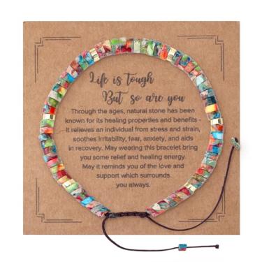 Imagem de Pulseira inspiradora para mulheres, Life is Tough But So Are You, pulseira de incentivo pedra natural, joia inspiradora para mulheres, irmãs amigas, presente espiritual