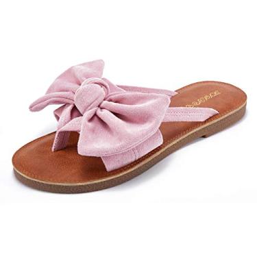 Imagem de FISACE Sandália feminina gladiadora de verão com tiras e bico anelado, rosa, 7