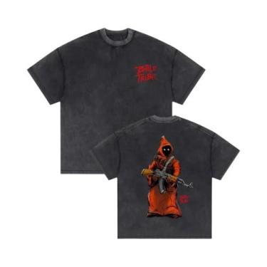 Imagem de Camiseta Masculina Oversized Vintage Com Estampa De Esqueleto Em Algod