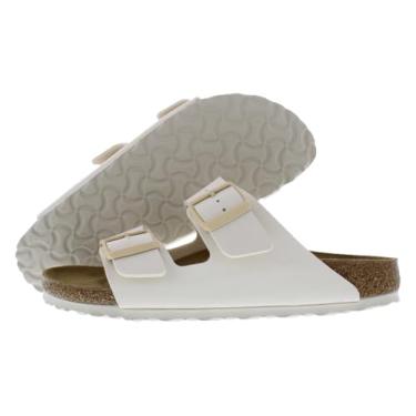 Imagem de Birkenstock Sandália unissex adulta Arizona macia com palmilha, Casca de ovo/branco/branco, 9 Women/7 Men