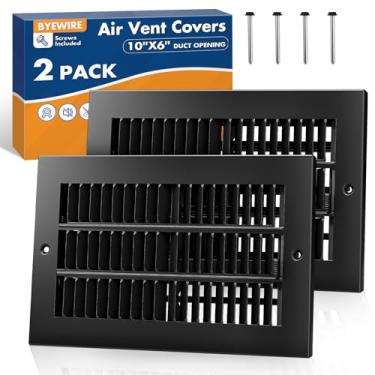 Imagem de Revestimento de ventilação bidirecional de 25 x 15 cm (abertura do duto) capas de escape pretas para parede lateral e teto, capas de ventilação de aço sólido robustas, pacote com 2 capas de ventilação