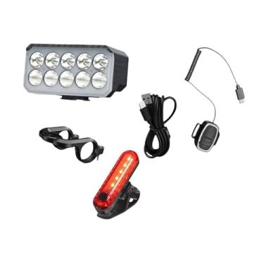 Imagem de Aymzbd Conjunto de Luzes para Bicicleta, Lanterna à Prova D'água com 9 Modos E Farol para Ciclismo de Montanha, Urbano E Noturno, Luz Dianteira 056 Luz Traseira