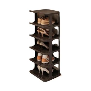 Imagem de Prateleira De Sapatos De Canto Dobrável Multiuso Removível Economizado