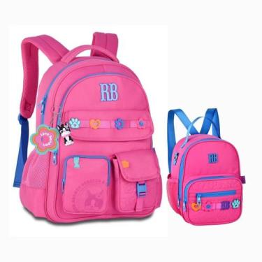 Imagem de Kit Mochila + Lancheira Rebecca Bonbon Flower Power Rosa - Clio Style