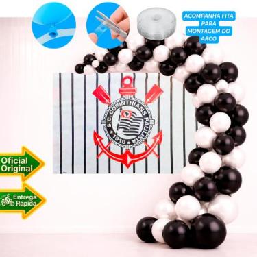Imagem de Kit festa Corinthians Decoração Aniversário Painel+100 balão - Piffer 