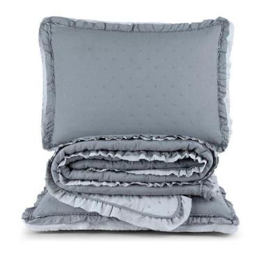 Imagem de Kit Cobre Leito Colcha Vitta Queen Matelado C/ Babadinhos 200 Fios 3 P