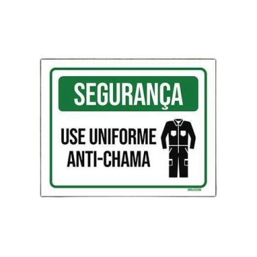 Imagem de Placa De Sinalização Segurança Use Uniforme Anti-Chama 27X35 - Sinaliz