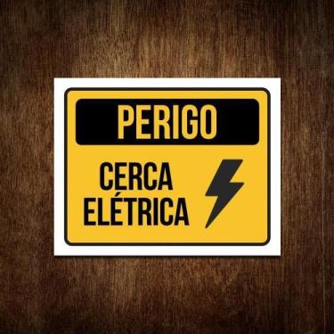 Imagem de Placa Advertência: Perigo Cerca Elétrica - Plástico (36X46) - Sinalizo