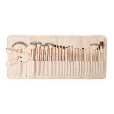 Imagem de Kit De Pincel Maquiagem Profissional 24 Pcs Com Estojo Bege - oem, Beg