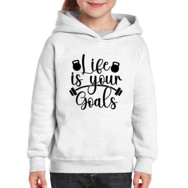 Imagem de Moletom Infantil Life Is Your Goals - Foca na Moda, Branco, 14
