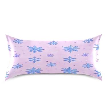 Imagem de Blueangle Fronha de cetim de floco de neve de inverno para cabelo e pele, fronha de seda, tamanho king (50,8 x 101,6 cm) - Capas de almofada de cetim com fecho de envelope (285)