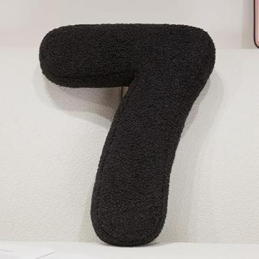 Imagem de Shapeazy Travesseiro de pelúcia com números, almofadas decorativas DIY 0-9 números ingleses para decoração de cama, sofá, quarto, sala de estar (número 7, preto, 40 cm)