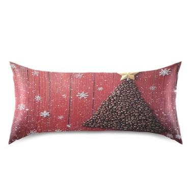Imagem de Blueangle Fronha de cetim de árvore de café de Natal para cabelo e pele, fronha de seda, tamanho king (50,8 x 101,6 cm) - Capas de almofada de cetim refrescantes com fecho de envelope (104)