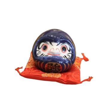Imagem de MotiveTech Cofrinho Daruma de Cerâmica, Boneco Daruma Japonês, Decoração de Mesa, Pote para Economizar Dinheiro, Ideal para Decoração de Casa, Armário, Estante, Azul