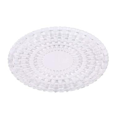 Imagem de Bandeja de Serviço Redonda Plástico Reutilizável Transparente Forte para Acomodar Bolo Doces Nozes Frutas Festas Casamento Buffets Catering 1 PCS