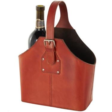 Imagem de Deco 79 Porta-garrafa de couro moderno organizador decorativo para adega de cozinha para casa, presente de vinho, 25,4 cm C x 15,2 cm L x 33 cm A, marrom