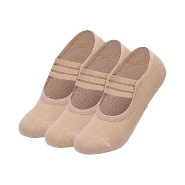 Imagem de Meias De Yoga, Pilates E Dança Femininas Antiderrapantes, 3 Pares, Res