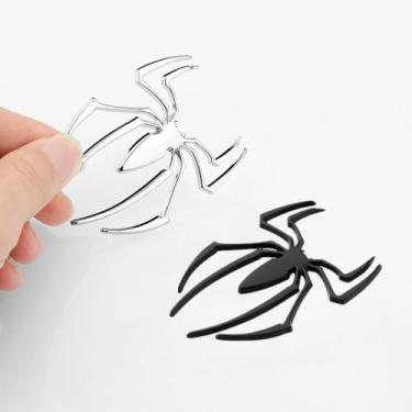 Imagem de 4 peças 3D Aranhas cromadas emblemas emblemas adesivos decorações de carro para AirPods Ma decoração para todos os veículos de carro universal, caminhão, motocicleta, trailer, scooter, SUV, porta
