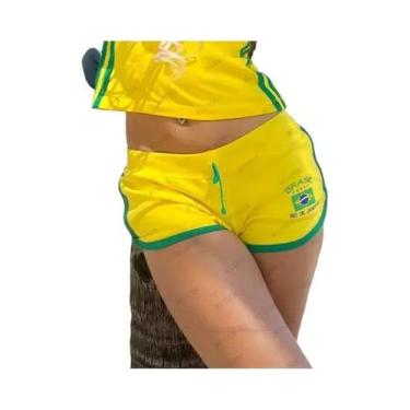 Imagem de Camiseta Cropped Feminina De Verão Com Estampa De Letras Brasil, Manga