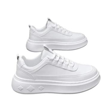 Imagem de Tênis Casuais Masculinos Brancos Respiráveis Para Corrida Ao Ar Livre 