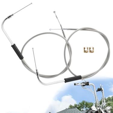 Imagem de TIGERSGATE Kit de acelerador estendido e cabo ocioso trançado de aço inoxidável de 104,9 cm para motos Harley Sportsters XL 2007-2022, alguns modelos Dyna 1996-2017