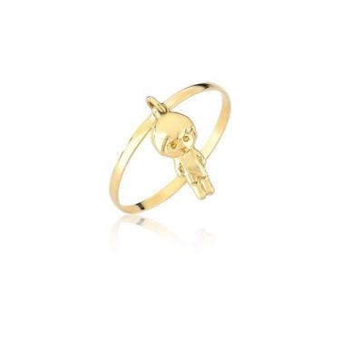 Imagem de Anel com pingente de filho menino pendurado ouro 18k - MAEHLER Arte Em