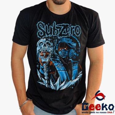 Imagem de Camiseta Sub-Zero 100% Algodão Mortal Kombat Sub Zero Geeko, Preto gol