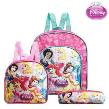 Imagem de Kit Mochila Escolar Pequena Princesas De Costas Rosa - Toys 2U