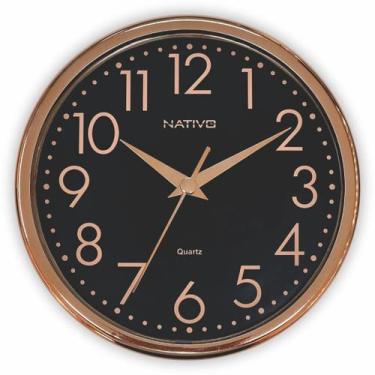 Imagem de Relógio de Parede Analógico Decorativo 23cm Rose Gold Redondo Moderno 