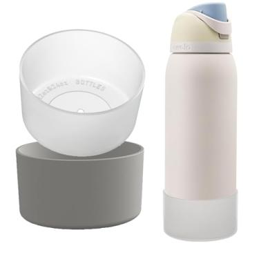 Imagem de OAWEEN 2 peças de bota de silicone para garrafa de água Owala FreeSip 1,134 g diâmetro inferior 9 cm - 9,8 cm manga protetora antiarranhões para beber grátis 1,134 g capa transparente antiderrapante
