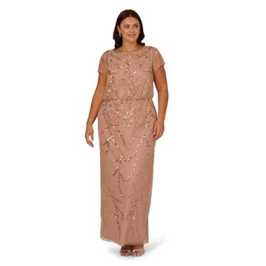 Imagem de Adrianna Papell Vestido longo com miçangas, ouro rosa, Ouro rosa, 56