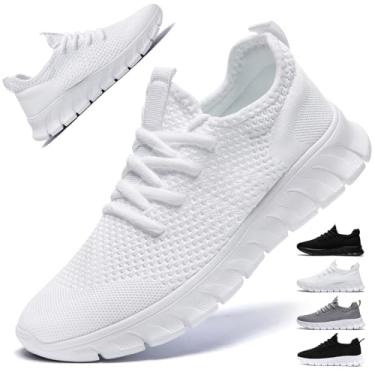 Imagem de DaoLxi Tênis de corrida feminino, sem cadarço, caminhada, academia, antiderrapante, trabalho, treino, jogging, Branco, 38