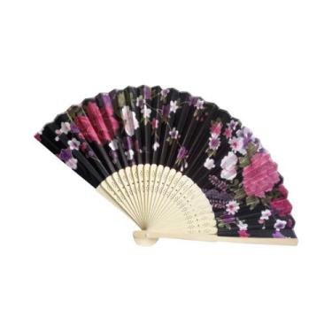 Imagem de Leque De Seda Vintage Estilo Chinês E Japonês Com Padrão Floral Para D